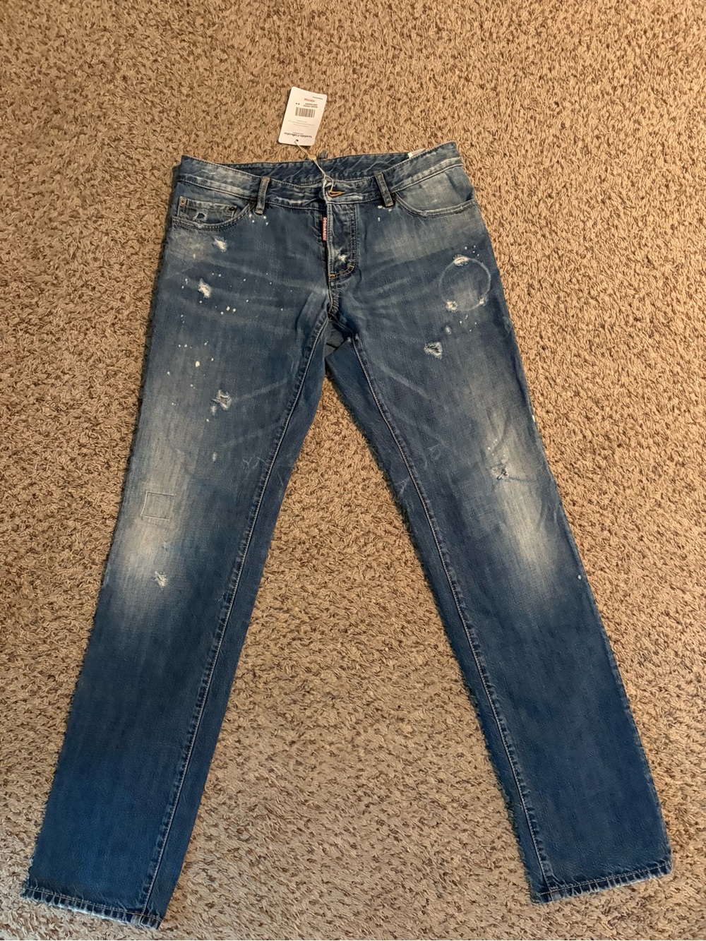 DSQUARED2 Men's Blue Distressed Slim Jeans